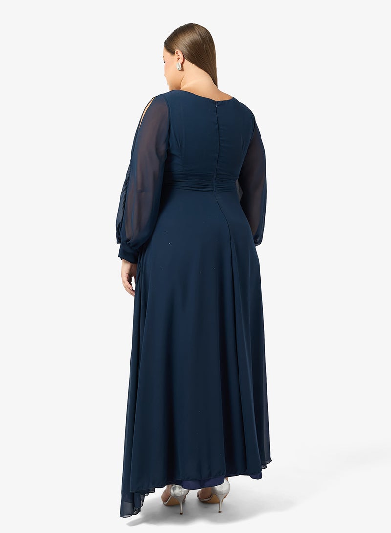 Ella Plus Plus Size A-line Dress With Slit Sleeves - Image 2